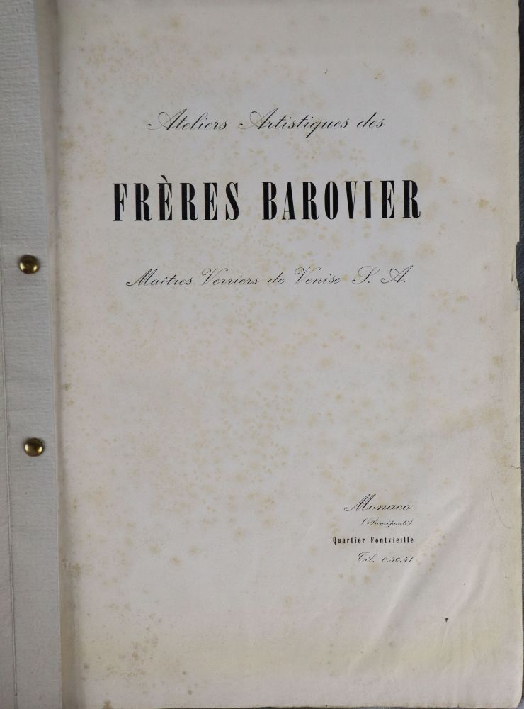 VERRERIES ARTISTIQUES DES FRÈRES BAROVIER - MAÎTRES VERRIERS DE VENISE - 1952 - PAGE DE TITRE
