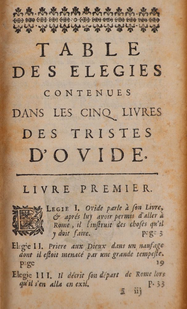LES TRISTES - OVIDE - HORACE MOLIN - 1696 - ETAT INTERIEUR