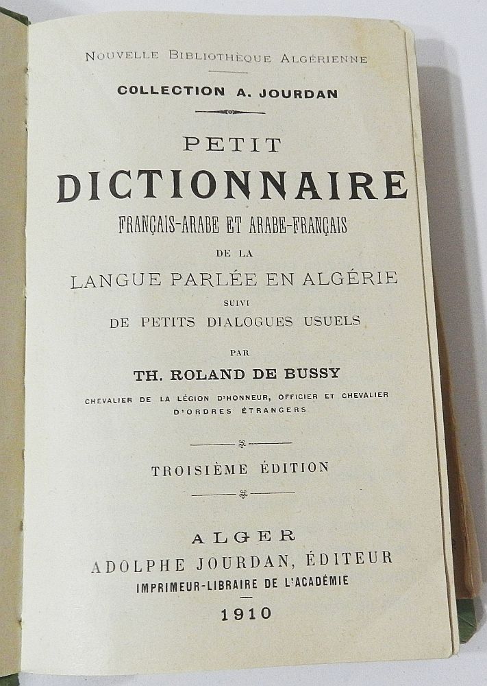 Dictionnaire Francais Arabe Et Arabe Francais Petits Dialogues De Bussy 1910 Ebay