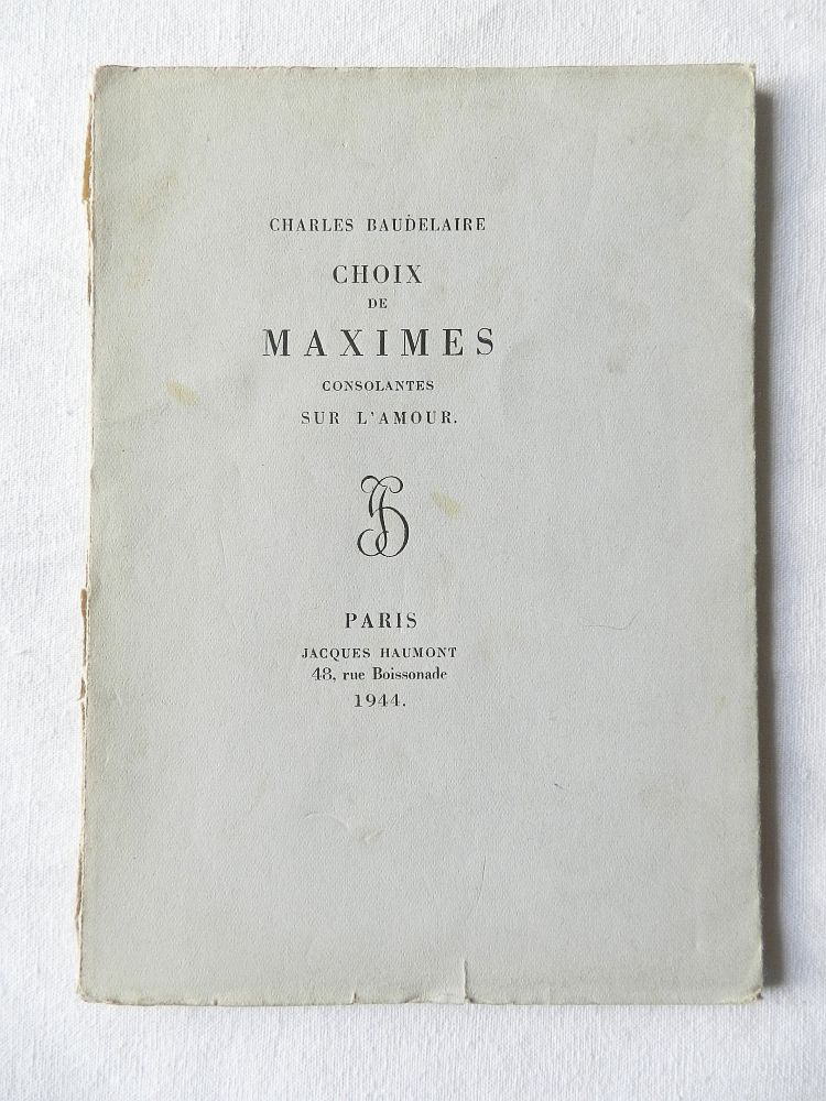 Choix De Maximes Consolantes Sur L Amour Baudelaire 1844 Ex 104 275 Ebay
